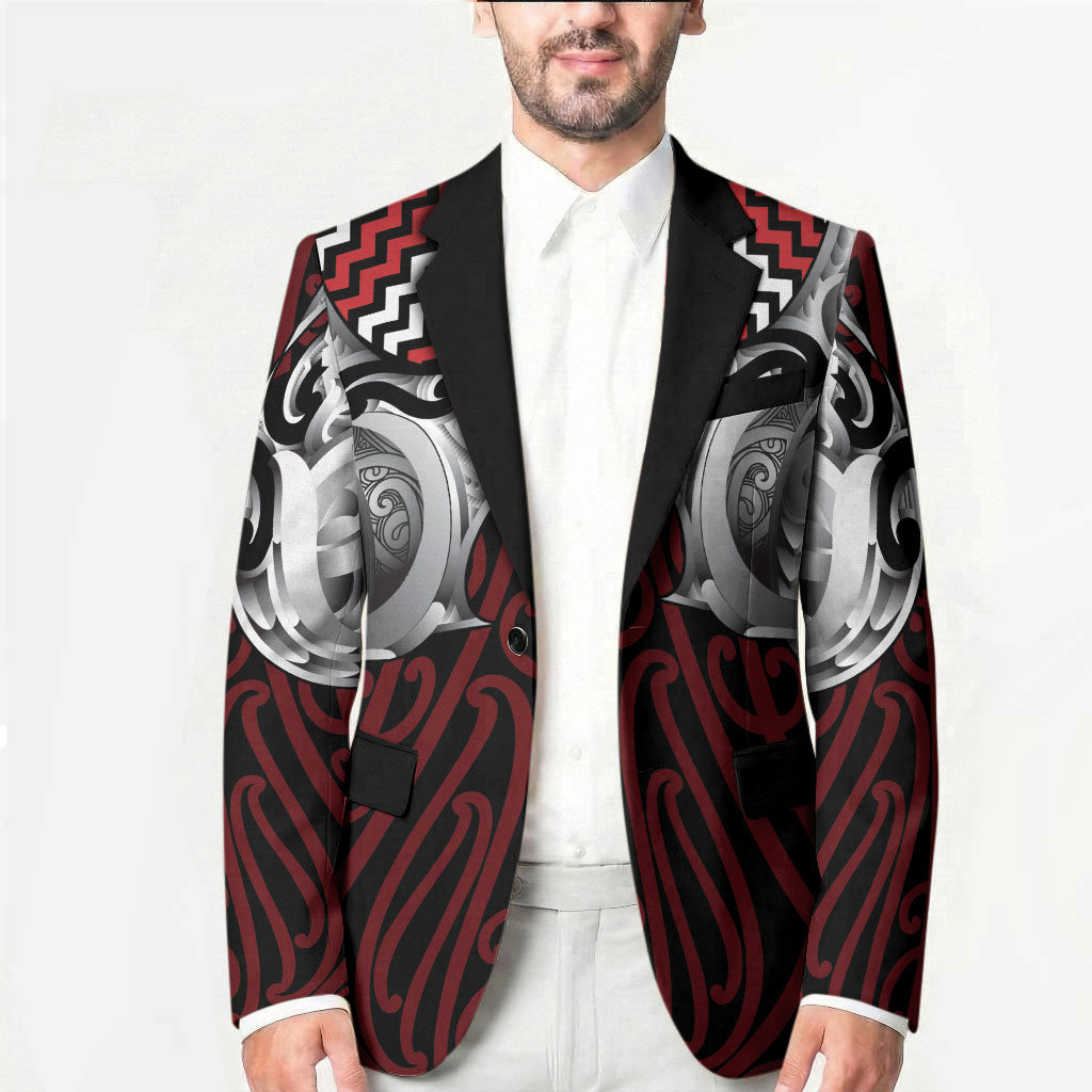 Aotearoa Kowhaiwhai Poutama Red Motif Blazer LT9 - Polynesian Pride