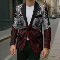 Aotearoa Kowhaiwhai Poutama Red Motif Blazer LT9 - Polynesian Pride