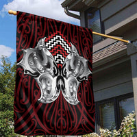 Aotearoa Kowhaiwhai Poutama Red Motif Garden Flag LT9 - Polynesian Pride