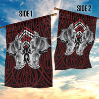 Aotearoa Kowhaiwhai Poutama Red Motif Garden Flag LT9 - Polynesian Pride