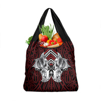 Aotearoa Kowhaiwhai Poutama Red Motif Grocery Bag LT9 1-pack One Size Red - Polynesian Pride