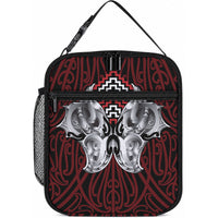 Aotearoa Kowhaiwhai Poutama Red Motif Lunch Bag LT9 10.2 × 8.3 × 4.3 inch Red - Polynesian Pride