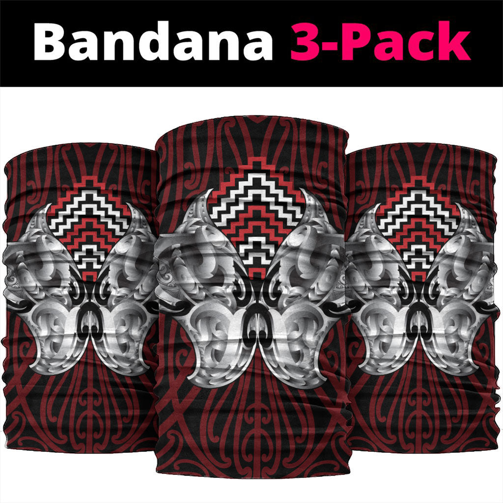 Aotearoa Kowhaiwhai Poutama Red Motif Neck Gaiter