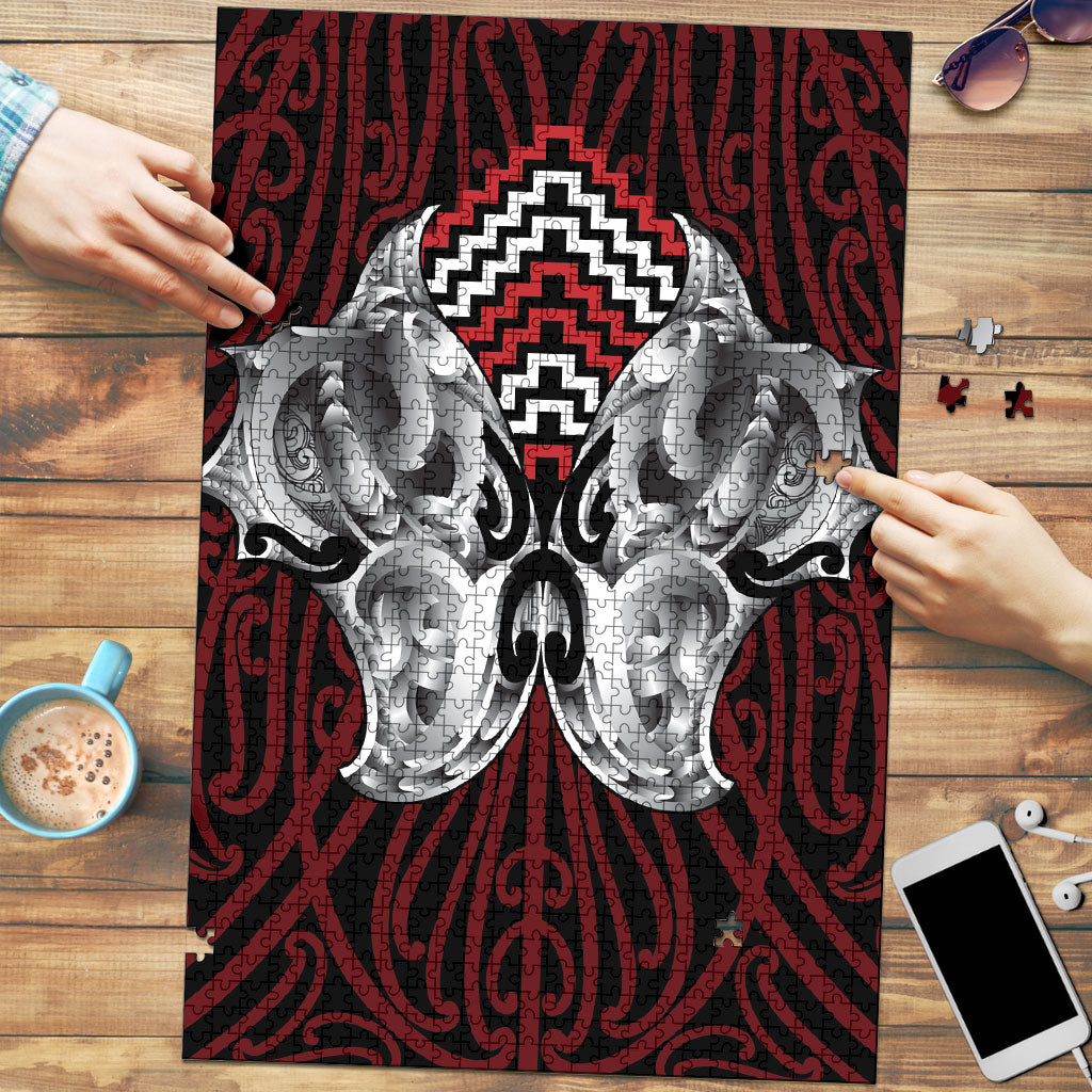 Aotearoa Kowhaiwhai Poutama Red Motif Puzzle LT9 Red - Polynesian Pride
