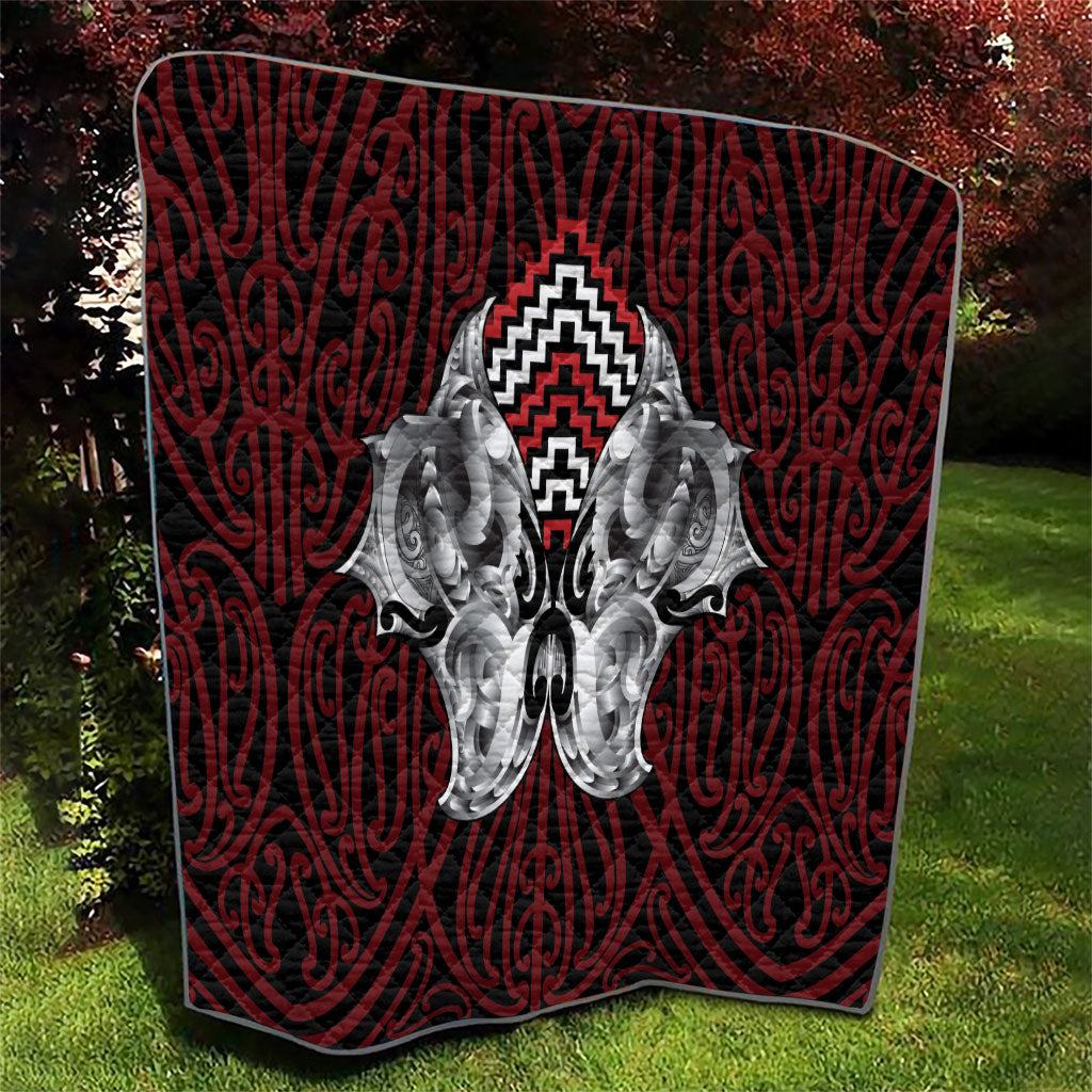 Aotearoa Kowhaiwhai Poutama Red Motif Quilt LT9 - Polynesian Pride