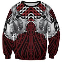 Aotearoa Kowhaiwhai Poutama Red Motif Sweatshirt LT9 Unisex Red - Polynesian Pride