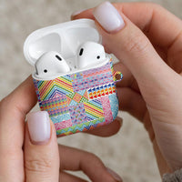 Aotearoa Kowhaiwhai Taniko Patchwork Rainbow Motifs AirPods Case LT9 - Polynesian Pride