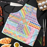 Aotearoa Kowhaiwhai Taniko Patchwork Rainbow Motifs Apron