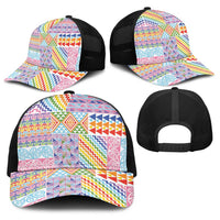 Aotearoa Kowhaiwhai Taniko Patchwork Rainbow Motifs Baseball Net Cap