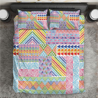 Aotearoa Kowhaiwhai Taniko Patchwork Rainbow Motifs Bedding Set