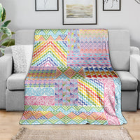 Aotearoa Kowhaiwhai Taniko Patchwork Rainbow Motifs Blanket