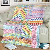 Aotearoa Kowhaiwhai Taniko Patchwork Rainbow Motifs Blanket