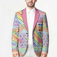 Aotearoa Kowhaiwhai Taniko Patchwork Rainbow Motifs Blazer