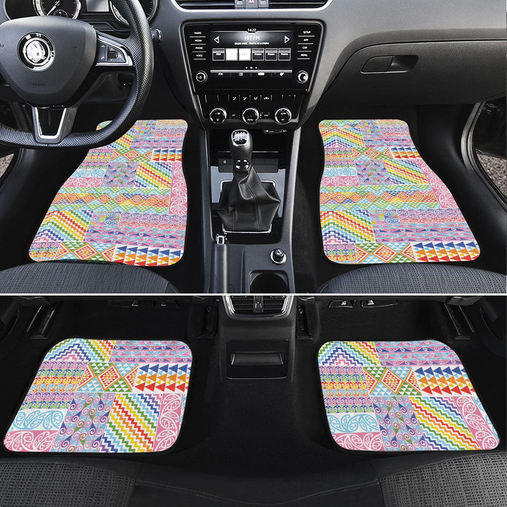 Aotearoa Kowhaiwhai Taniko Patchwork Rainbow Motifs Car Mats