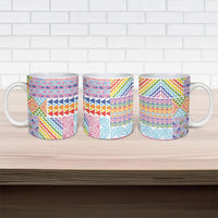 Aotearoa Kowhaiwhai Taniko Patchwork Rainbow Motifs Ceramic Mug
