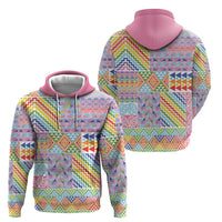Aotearoa Kowhaiwhai Taniko Patchwork Rainbow Motifs Hoodie