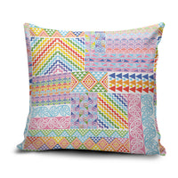 Aotearoa Kowhaiwhai Taniko Patchwork Rainbow Motifs Pillow Cover