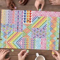 Aotearoa Kowhaiwhai Taniko Patchwork Rainbow Motifs Puzzle