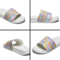 Aotearoa Kowhaiwhai Taniko Patchwork Rainbow Motifs Slide Sandals