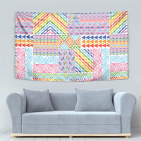 Aotearoa Kowhaiwhai Taniko Patchwork Rainbow Motifs Tapestry