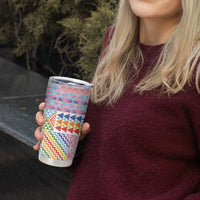 Aotearoa Kowhaiwhai Taniko Patchwork Rainbow Motifs Tumbler Cup LT9 - Polynesian Pride