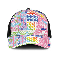 Maori Kowhaiwhai Taniko Patchwork Rainbow Motifs Baseball Net Cap