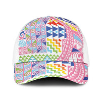 Maori Kowhaiwhai Taniko Patchwork Rainbow Motifs Baseball Net Cap