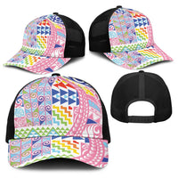 Maori Kowhaiwhai Taniko Patchwork Rainbow Motifs Baseball Net Cap