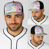 Maori Kowhaiwhai Taniko Patchwork Rainbow Motifs Baseball Net Cap