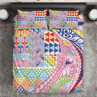 Maori Kowhaiwhai Taniko Patchwork Rainbow Motifs Bedding Set
