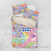 Maori Kowhaiwhai Taniko Patchwork Rainbow Motifs Bedding Set