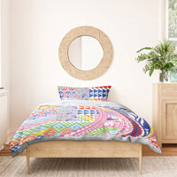 Maori Kowhaiwhai Taniko Patchwork Rainbow Motifs Bedding Set
