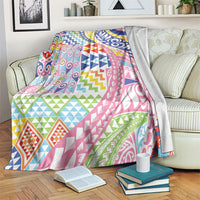 Maori Kowhaiwhai Taniko Patchwork Rainbow Motifs Blanket