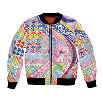 Maori Kowhaiwhai Taniko Patchwork Rainbow Motifs Bomber Jacket