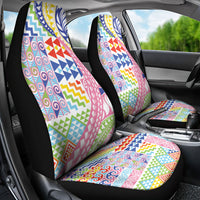 Maori Kowhaiwhai Taniko Patchwork Rainbow Motifs Car Seat Cover LT9 - Polynesian Pride