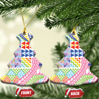 Maori Kowhaiwhai Taniko Patchwork Rainbow Motifs Ceramic Ornament LT9 Christmas Tree Rainbow - Polynesian Pride
