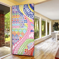 Maori Kowhaiwhai Taniko Patchwork Rainbow Motifs Door Cover LT9 - Polynesian Pride