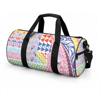 Maori Kowhaiwhai Taniko Patchwork Rainbow Motifs Duffle Bag