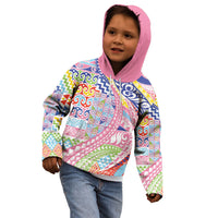 Maori Kowhaiwhai Taniko Patchwork Rainbow Motifs Kid Hoodie LT9 - Polynesian Pride