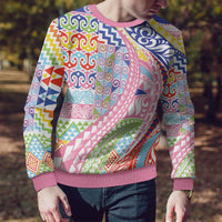 Maori Kowhaiwhai Taniko Patchwork Rainbow Motifs Ugly Christmas Sweater LT9 - Polynesian Pride