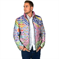 Maori Kowhaiwhai Taniko Patchwork Rainbow Motifs Padded Jacket