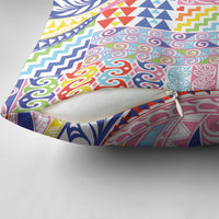 Maori Kowhaiwhai Taniko Patchwork Rainbow Motifs Pillow Cover LT9 - Polynesian Pride