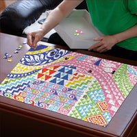 Maori Kowhaiwhai Taniko Patchwork Rainbow Motifs Puzzle
