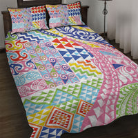 Maori Kowhaiwhai Taniko Patchwork Rainbow Motifs Quilt Bed Set LT9 Rainbow - Polynesian Pride