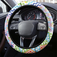 Maori Kowhaiwhai Taniko Patchwork Rainbow Motifs Steering Wheel Cover LT9 - Polynesian Pride