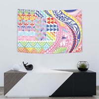 Maori Kowhaiwhai Taniko Patchwork Rainbow Motifs Tapestry