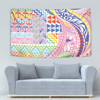 Maori Kowhaiwhai Taniko Patchwork Rainbow Motifs Tapestry