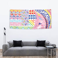 Maori Kowhaiwhai Taniko Patchwork Rainbow Motifs Tapestry