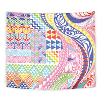 Maori Kowhaiwhai Taniko Patchwork Rainbow Motifs Tapestry