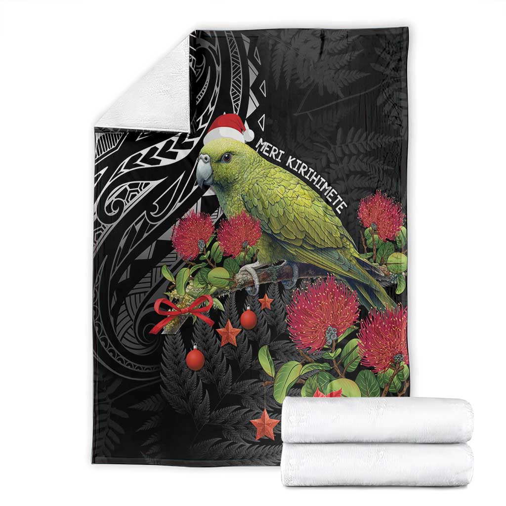 Meri Kirihimete Kakapo Blanket Black Silver Fern Christmas Vibe LT9 - Polynesian Pride